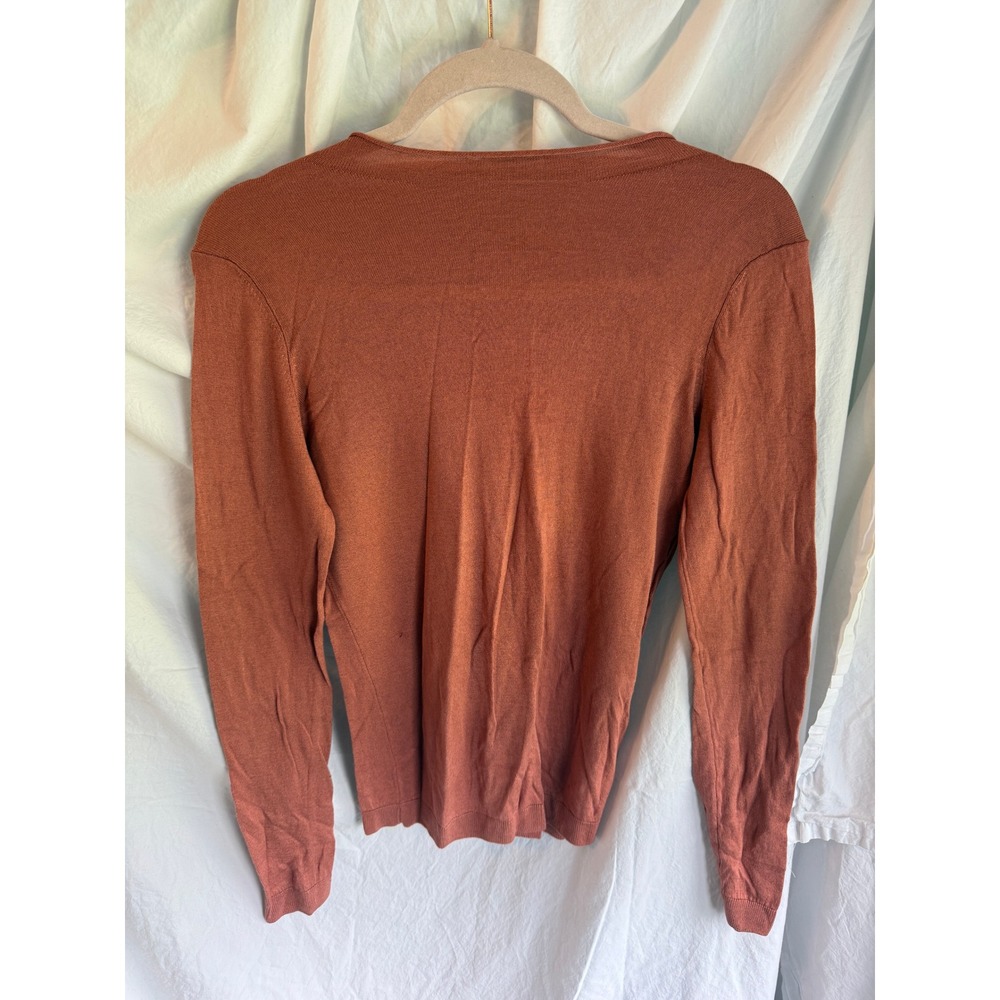 Stile Benetton Cashmere Blend Sweater Terracotta Orange Knit Top Size M